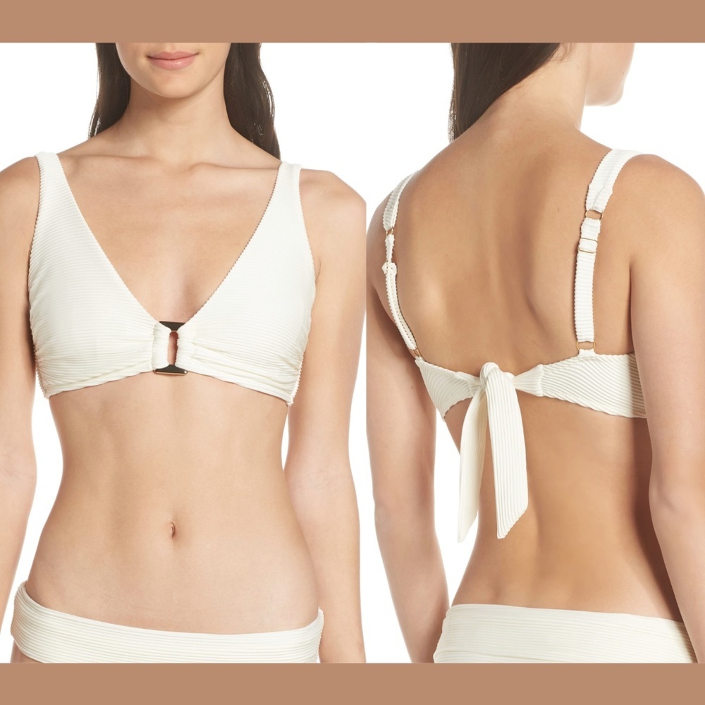 NEW $169 Heidi Klein Cote D'Azur‎ D-G Ribbed Texture Bikini Top [SZ Large ]